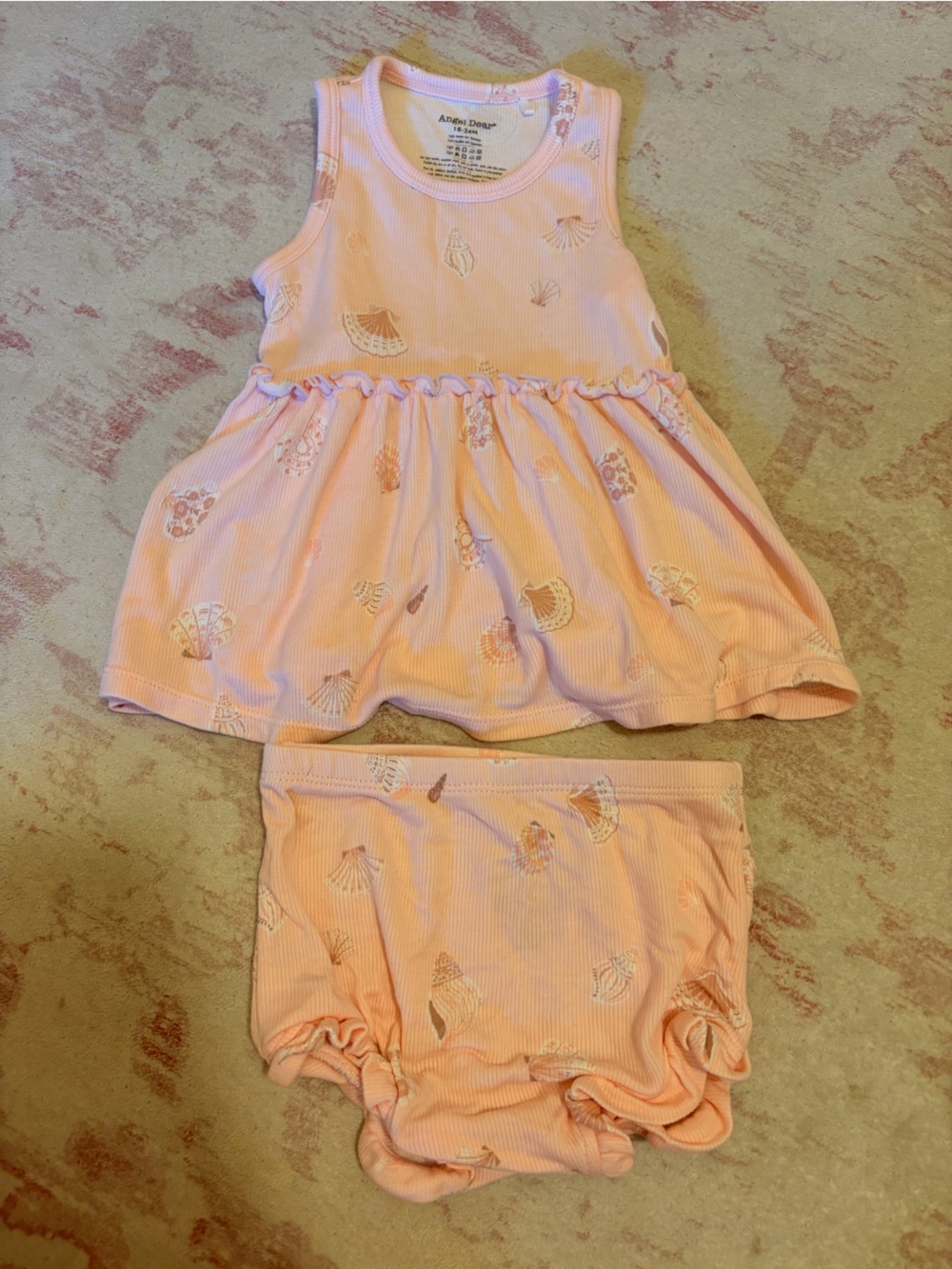 Angel Dear Peach Shell-Print Two-Piece Set